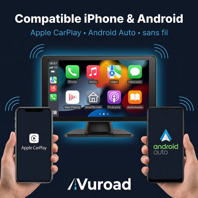 VuRoad® Écran CarPlay & Android Auto sans fil 7" – Portable, tous véhicules