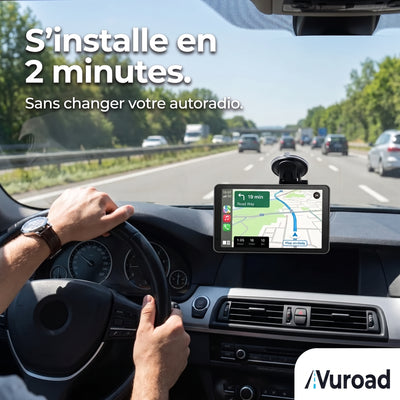VuRoad® Écran CarPlay & Android Auto sans fil 7" – Portable, tous véhicules