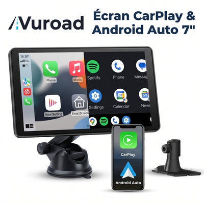 VuRoad® Écran CarPlay & Android Auto sans fil 7" – Portable, tous véhicules